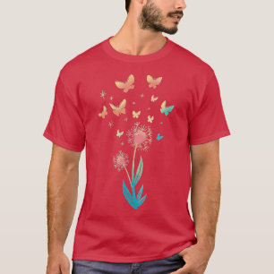 Camiseta Mariposa De Flor De Dandelion Para Suma De Amante 