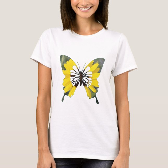 Camiseta Mariposa de flor de girasol amarillo brillante (Anverso)