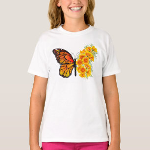 Camiseta Mariposa de flores con amapola amarilla de Califor