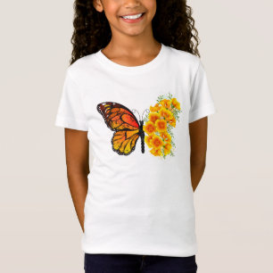 Camiseta Mariposa de flores con amapola amarilla de Califor
