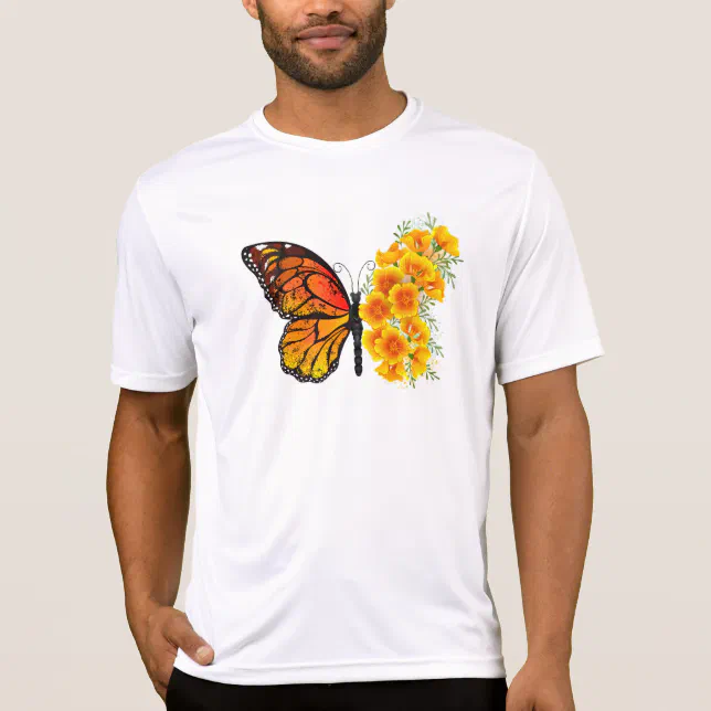 Camiseta Mariposa de flores con amapola amarilla de Califor