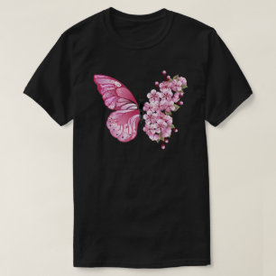 Camiseta Mariposa de flores con Sakura rosa