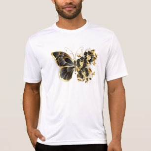 Camiseta Mariposa de flores de oro con orquídea negra