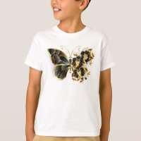 Mariposa de flores de oro con orquídea negra