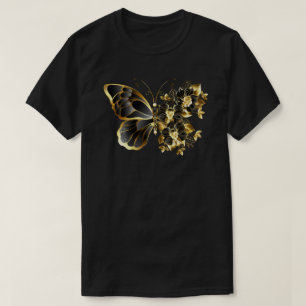 Camiseta Mariposa de flores de oro con orquídea negra