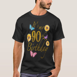 Camiseta Mariposa de girasol feliz es mi cumpleaños 90 Gif
