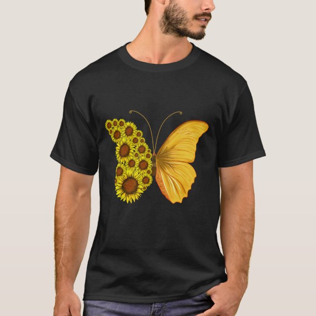 Camiseta Mariposa de girasol floral vintage (Anverso)