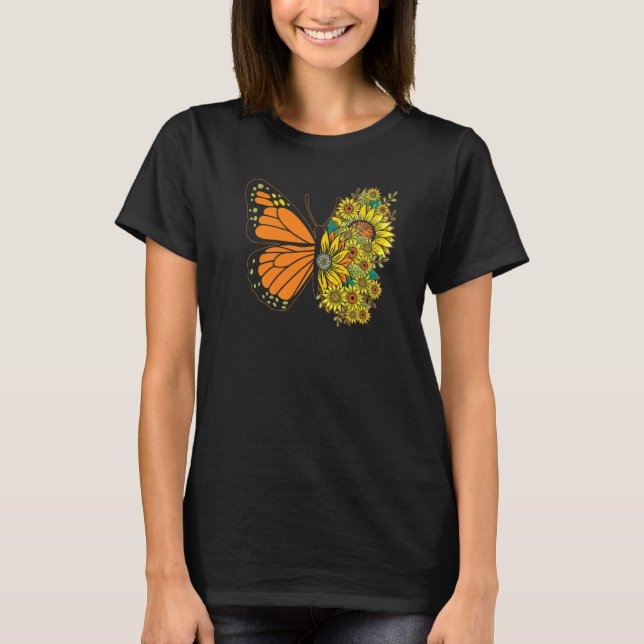 Camiseta Mariposa de girasol Mujeres Florales Chicas Maripo (Anverso)