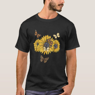 Camiseta Mariposa de girasol verano abejas floridas Floral