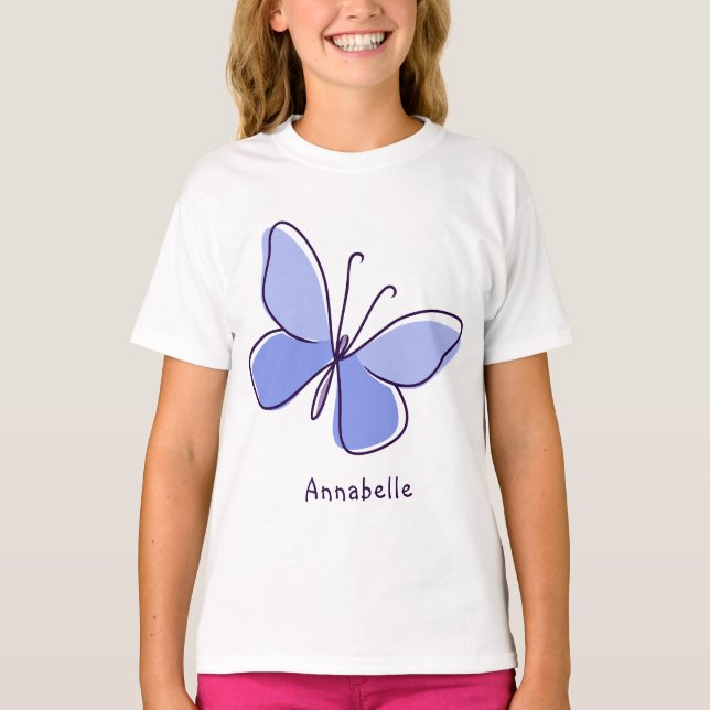 Camiseta Mariposa de insectos cortos en violeta azul y nomb (Anverso)