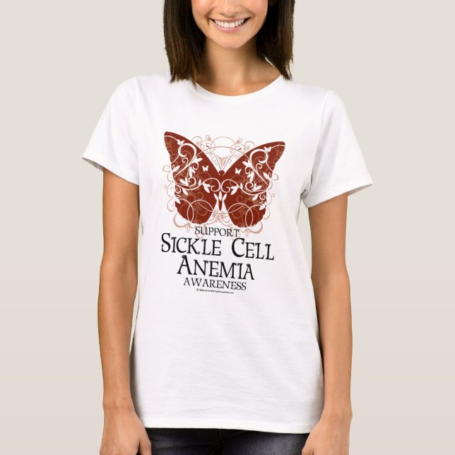 Camiseta Mariposa de la anemia de la célula falciforme (Anverso)