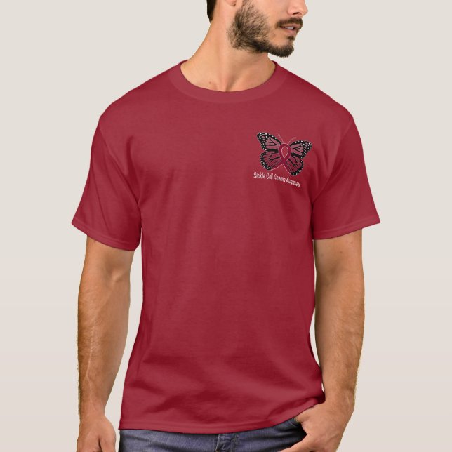 Camiseta Mariposa de la anemia de la célula falciforme de (Anverso)
