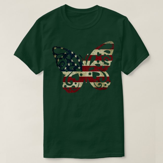 Camiseta Mariposa de la Bandera Americana (Diseño del anverso)
