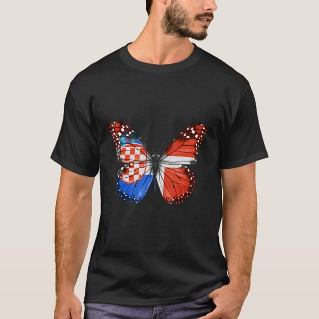 Camiseta Mariposa de la bandera croata danesa (Anverso)