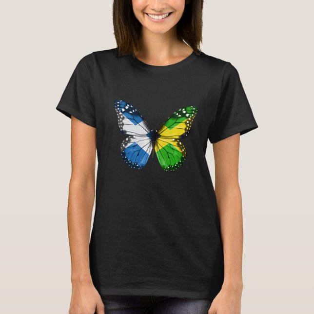 Camiseta Mariposa de la bandera de Jamaica de Escocia (Anverso)