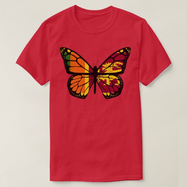 Camiseta Mariposa de la bandera de Sri Lanka (Diseño del anverso)