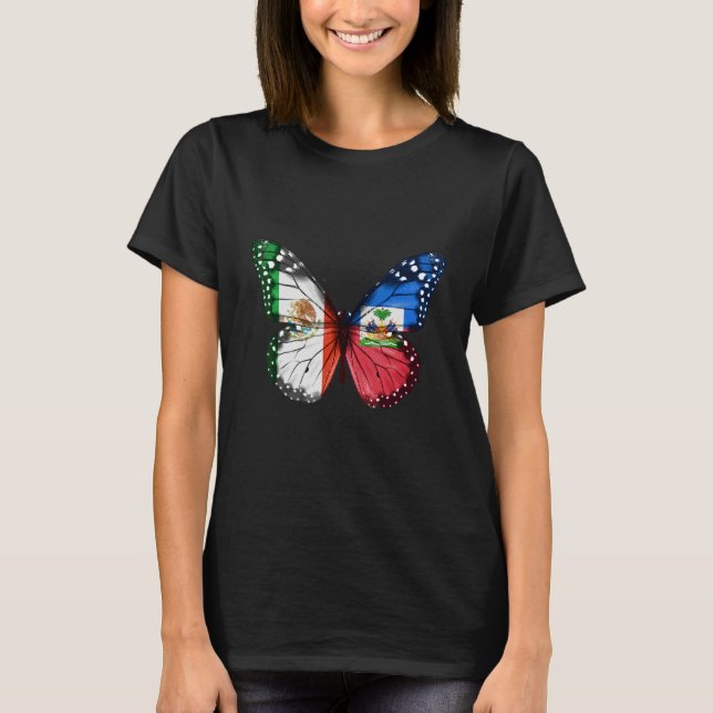 Camiseta Mariposa de la Bandera Haitiana Mexicana (Anverso)
