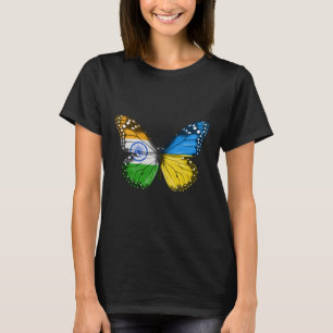 Camiseta Mariposa de la bandera india ucraniana India Ucran