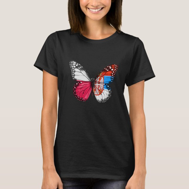 Camiseta Mariposa de la bandera serbia de Polonia (Anverso)