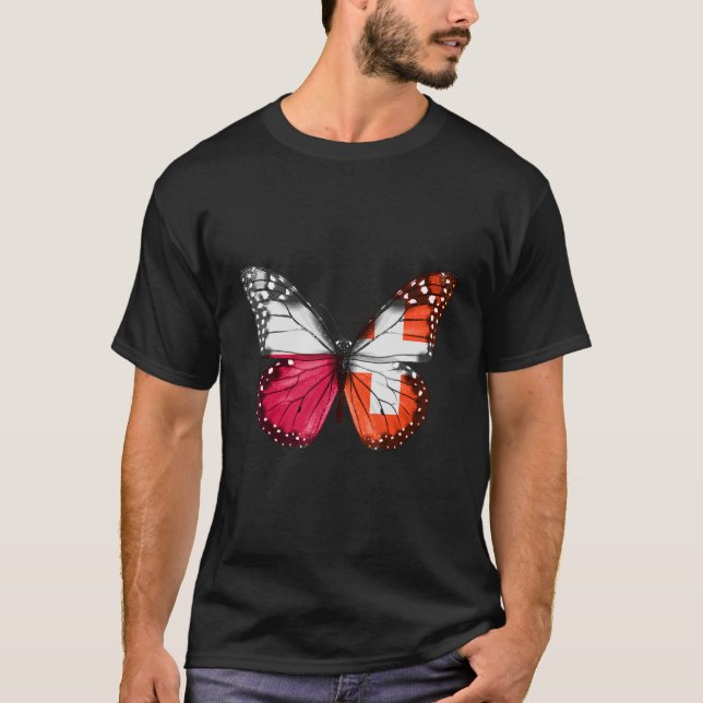 Camiseta Mariposa de la bandera suiza de Polonia (Anverso)