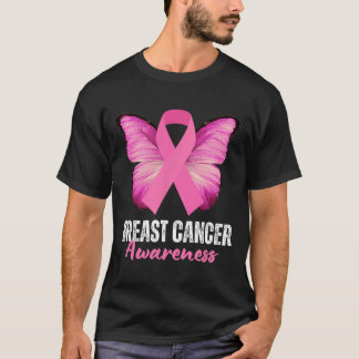 Camiseta Mariposa de la cinta rosa de concienciación sobre 