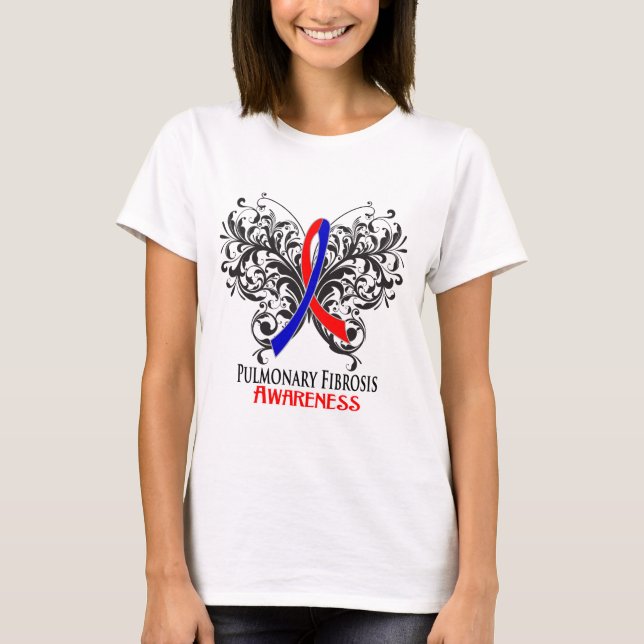 Camiseta Mariposa de la conciencia de la fibrosis pulmonar (Anverso)