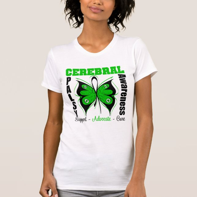 Camiseta Mariposa de la conciencia de la parálisis cerebral (Anverso)