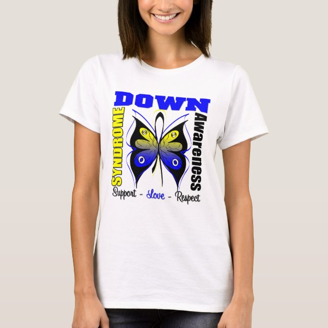 Camiseta Mariposa de la conciencia de Síndrome de Down (Anverso)