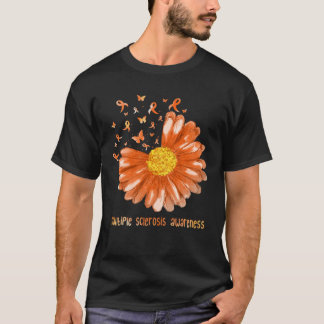Camiseta Mariposa De Margarita Cinta Naranja Esclerosis Múl