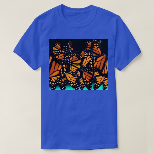 Camiseta Mariposa de monarca verde azul (Diseño del anverso)