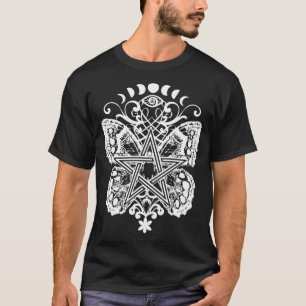 Camiseta Mariposa de ornamento pentagrámico místico y lunas