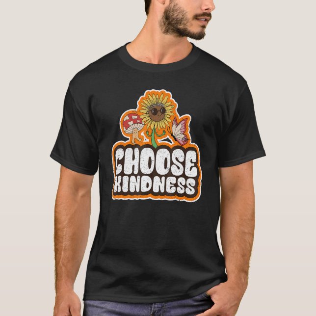 Camiseta Mariposa de paz hippie de girasol positivo Elija K (Anverso)