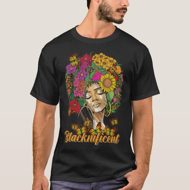 Camiseta Mariposa de pelo afro floral nativa africana a (Anverso)