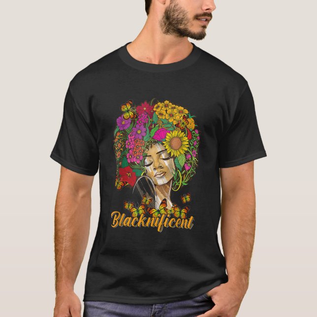 Camiseta Mariposa de pelo afro floral nativa africana a (Anverso)