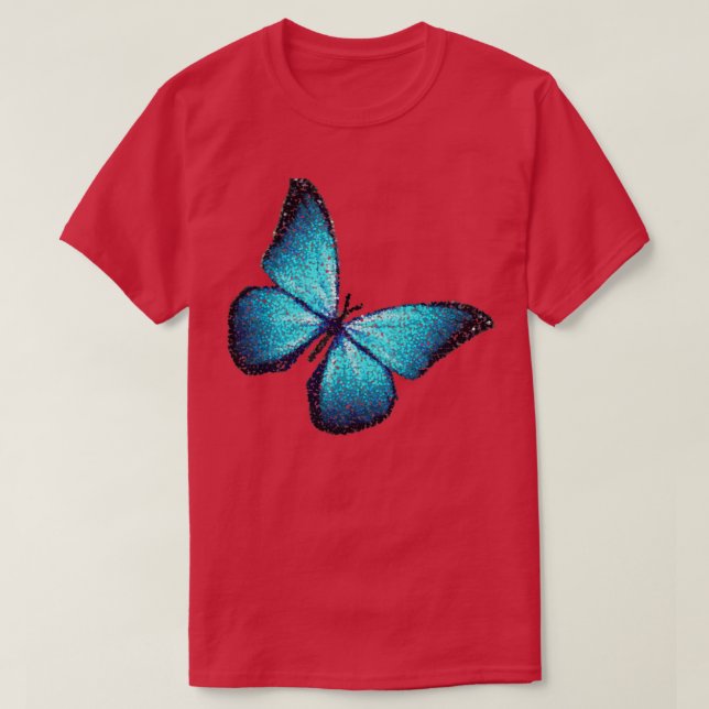 Camiseta Mariposa de píxel azul (Diseño del anverso)