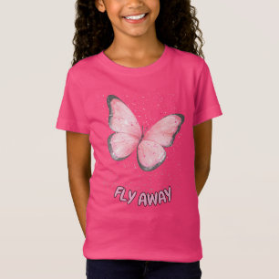 Camiseta mariposa de purpurina rosa