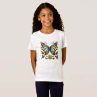 Mariposa de vidrio coloreado con flores