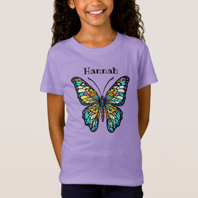 Camiseta Mariposa de vidrio manchado de color personalizado (Anverso)