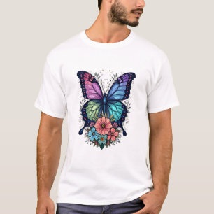 Camiseta Mariposa de vidrio templado y flores silvestres: s