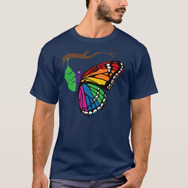 Camiseta Mariposa del arco iris que emerge de crisálida (Anverso)