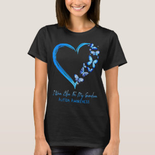 Camiseta Mariposa Del Corazón Que Uso Azul Para El Autismo
