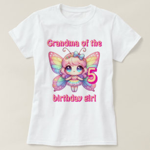 Camiseta Mariposa del hada arcoiris Abuela chica de cumplea