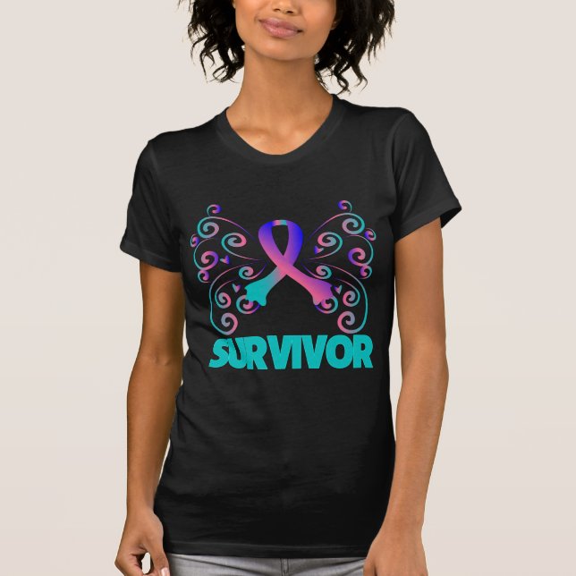 Camiseta Mariposa del superviviente del cáncer de tiroides (Anverso)