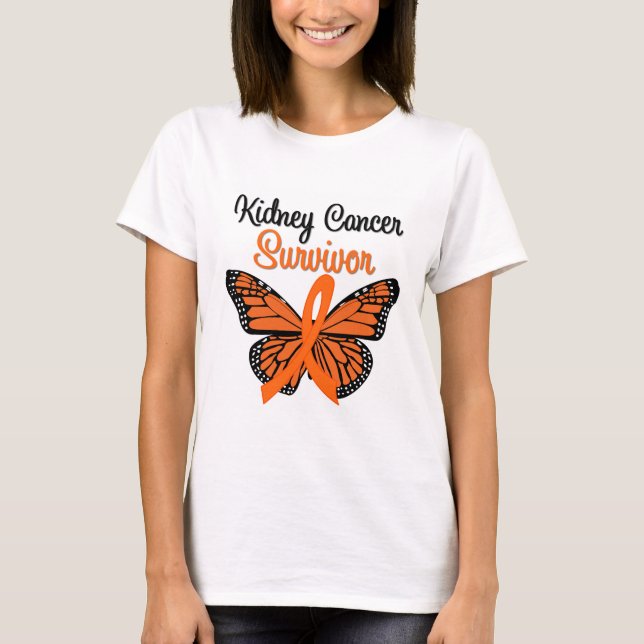 Camiseta Mariposa del SUPERVIVIENTE del cáncer del riñón (Anverso)