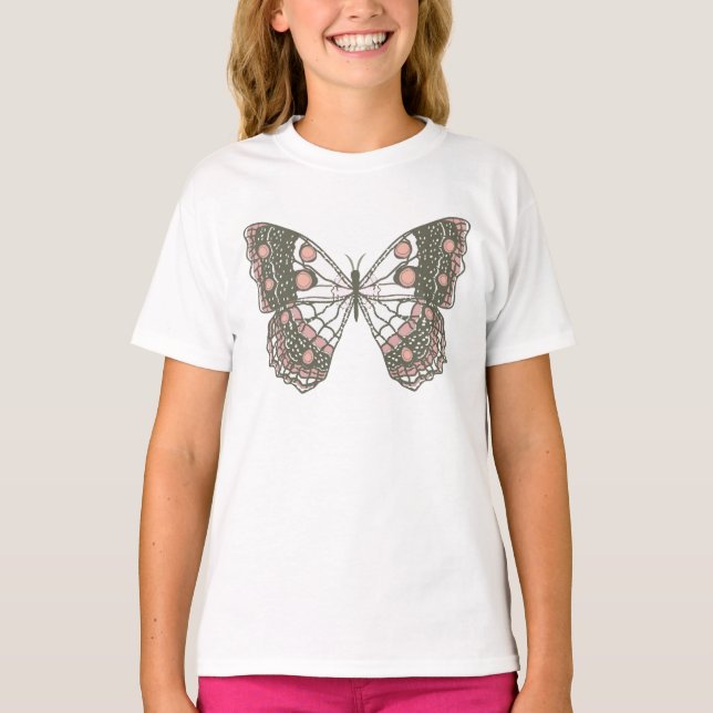 Camiseta Mariposa Dibujada a Mano para Niñas (Anverso)