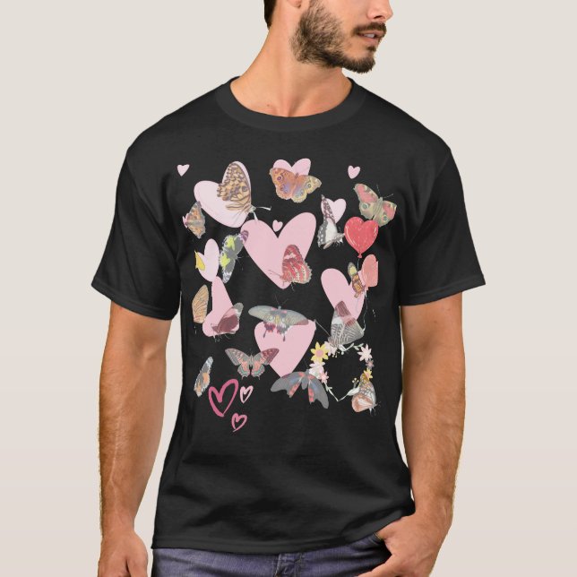 Camiseta Mariposa El día de San Valentín Heart Love T-Shirt (Anverso)