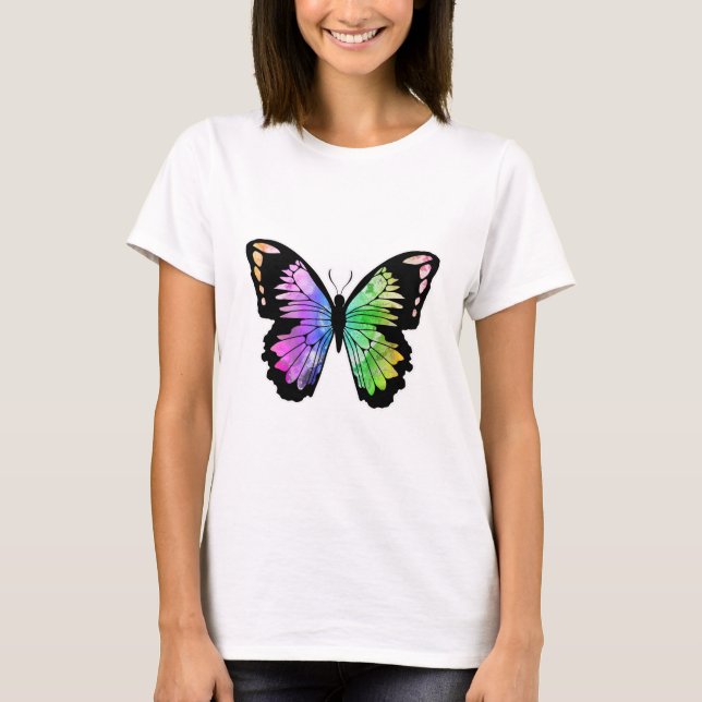Camiseta Mariposa en colores arcoiris (Anverso)
