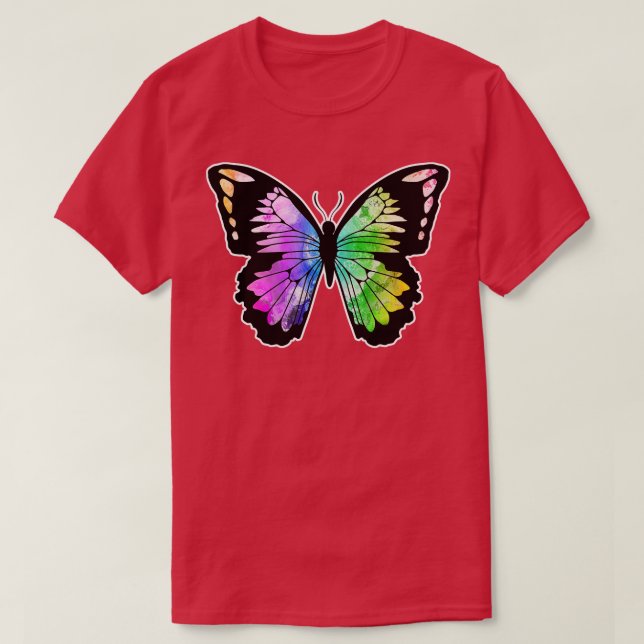 Camiseta Mariposa en colores arcoiris (Diseño del anverso)