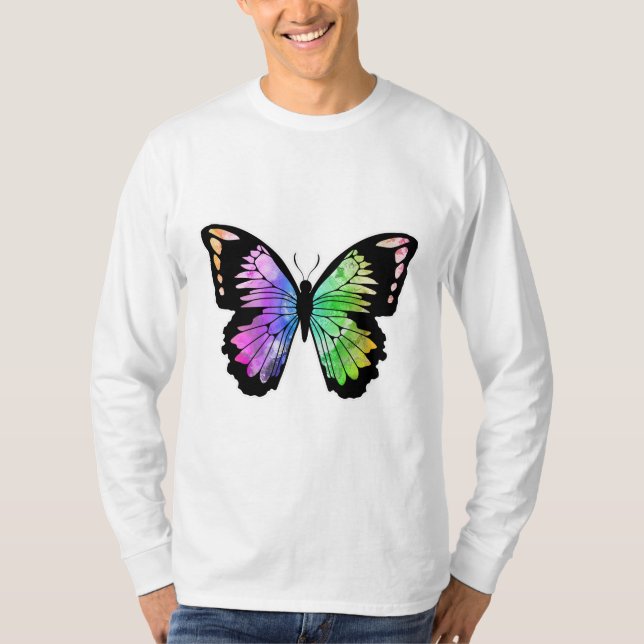 Camiseta Mariposa en colores arcoiris (Anverso)