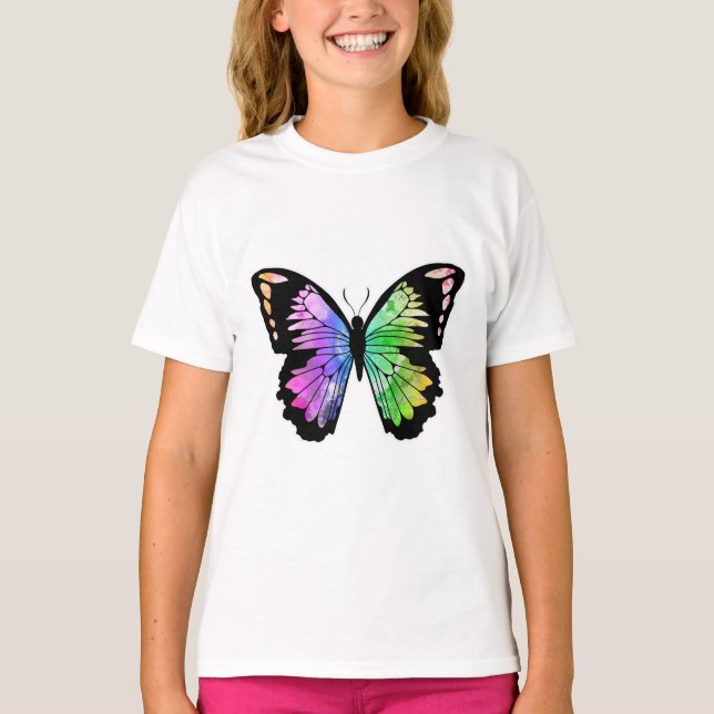 Camiseta Mariposa en colores arcoiris (Anverso)